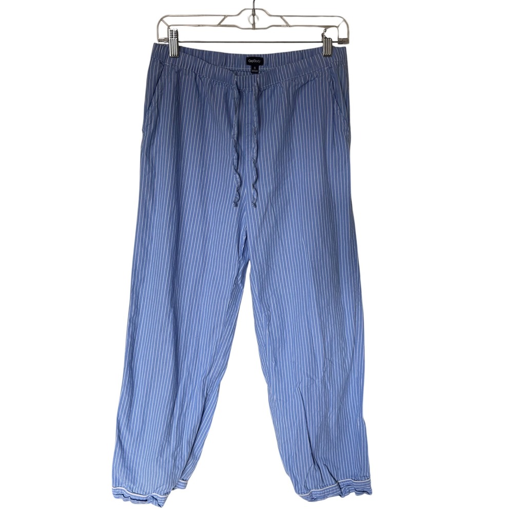 GapBody Pajama Pants Womens Small Blue White Striped Drawstring Exc. Loungewear